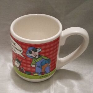 Houston Harvest Gift Products Cartoon Graphic Mug with Red Checkered Design